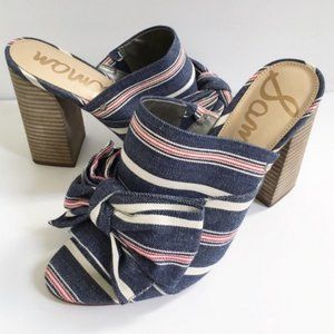 New SAM EDELMAN Yumi Striped Open Toe Mule Heel